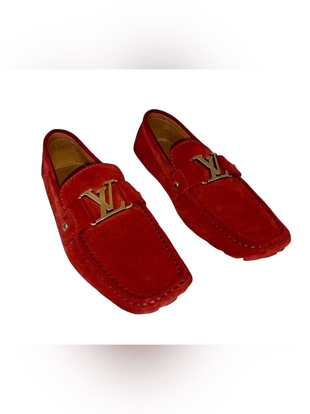 LOUIS VUITTON MONTE CARLO LOAFERS IN GENUINE RED SUEDE